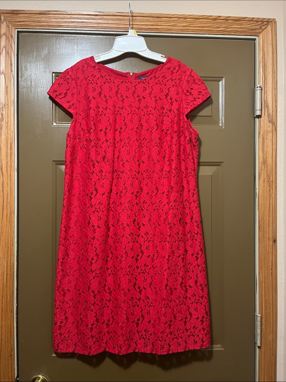 Tommy Hilfiger Red Floral Lace Midi Dress